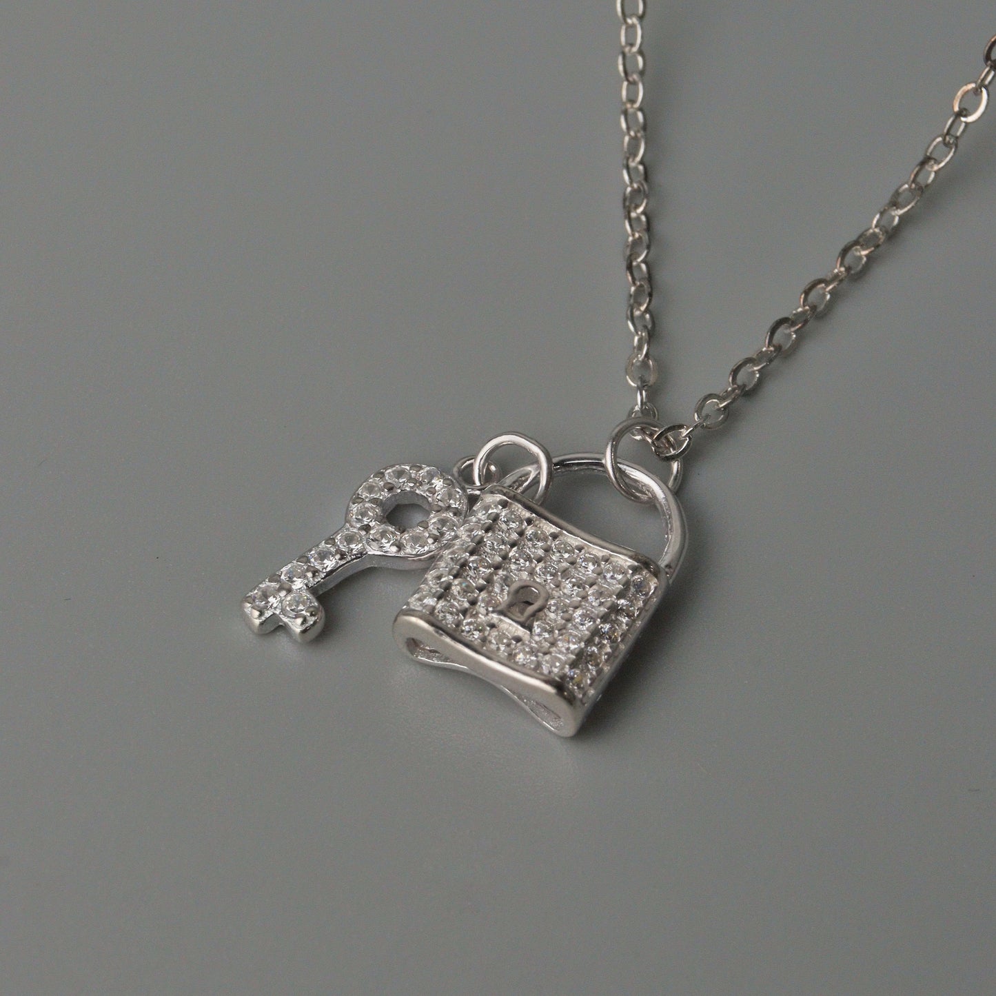 S925 Silver LOCK & KEY Pendant Necklace