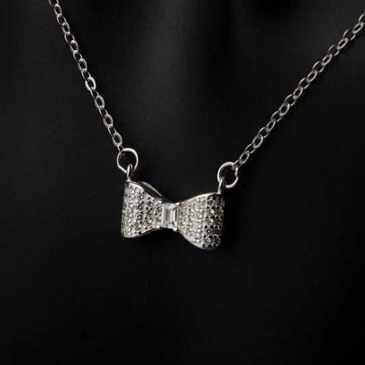 S925 Silver BOW TIE Pendant Necklace