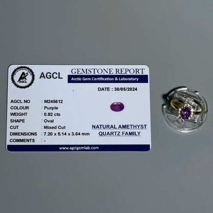 Natural AMETHYST GEMSTONE Pawnable Adjustable Ring Women's Accessories with AGCL Certification